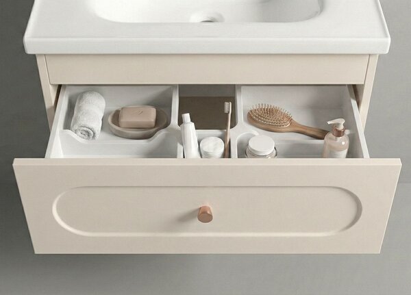 Bathroom furniture set with washbasin River 60cm Creme