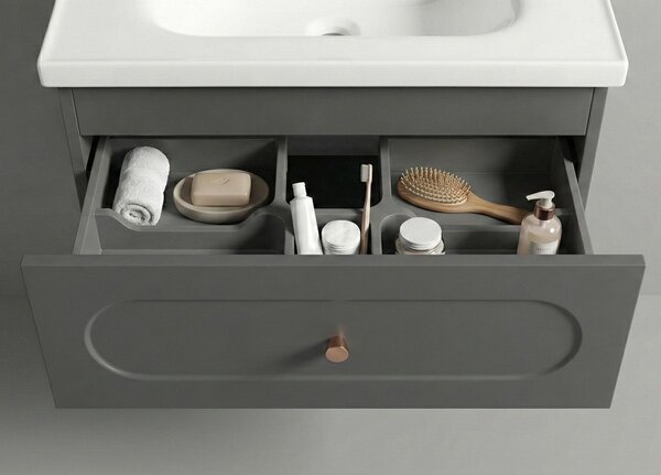 Bathroom furniture set with washbasin River 60cm Grey