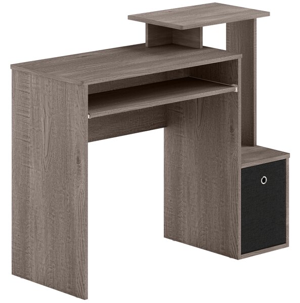 HOMCOM Computer Table with Sliding Keyboard Tray, Storage Drawer & Shelf, Home Office PC Desk, Computer Desk, Grey Aosom UK