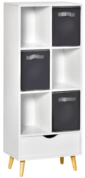 HOMCOM Modern Bookcase with 6 Cubes, Bookshelf, Free Standing Display Cabinet, Storage Unit for Home, Office, Living Room, Study, White Aosom UK