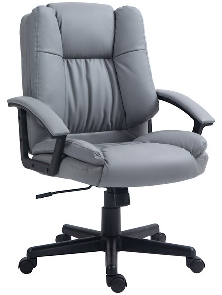 Vinsetto Leather Office Chair, Swivel Faux Leather Desk Chair with Height Adjustable & Smooth Rollers, Black Aosom UK