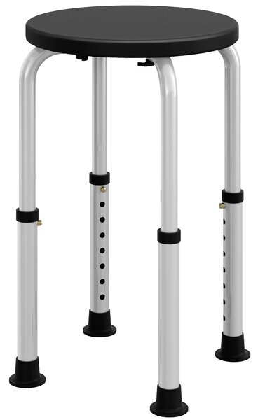 HOMCOM Shower Chair, Height Adjustable Aluminium Shower Stool with Non-Slip Feet, Black Aosom UK
