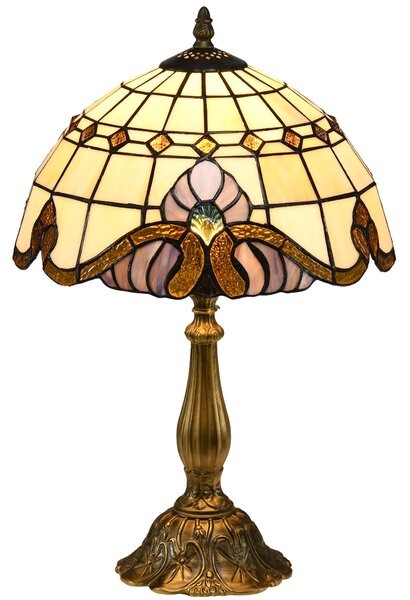 HOMCOM Stained Glass Bedroom Table Lamp, Handmade Antique Bedside Light, Decorative Night Light for Bedroom, Living Room, Home Aosom UK