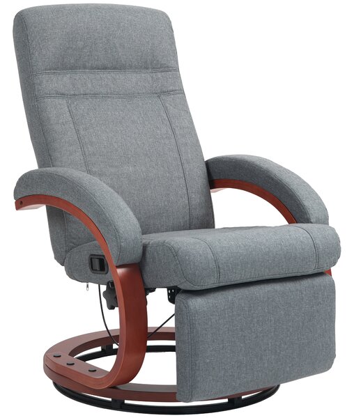 HOMCOM 135° Manual Reclining Swivel Chair, with Footrest - Grey