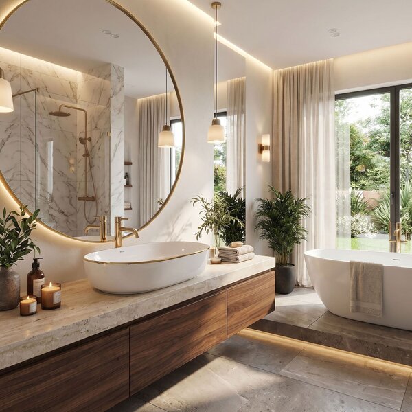 Ceramic Countertop Basin Rea CLEO White Gold Edge