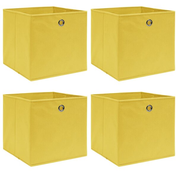 Storage Boxes 4 pcs Yellow 32x32x32 cm Fabric