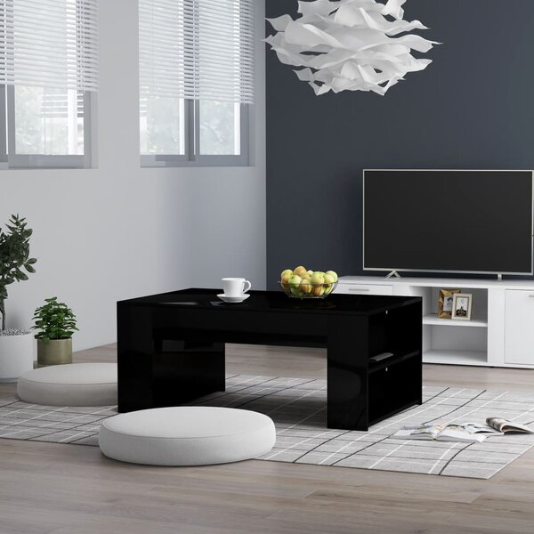 Coffee Table High Gloss Black 100x60x42 cm Engineered Wood