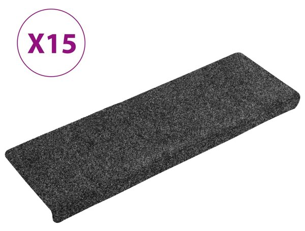 Stair Mats 15 pcs Needle Punch 65x21x4 cm Grey