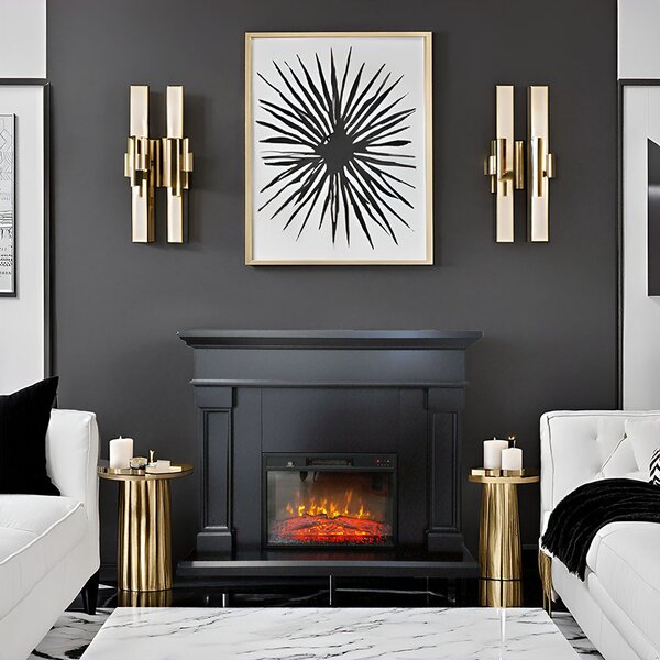 Free Standing Electric Fires ElectricSun Marisa Black Matte, with Sound Effect, 3 Colour, with APP, W120xH102cm