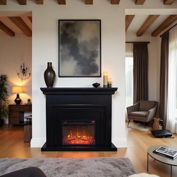 Free Standing Electric Fires ElectricSun SONIA Black Matte, with Sound Effect, 3 Colour, with APP, W120xH102cm