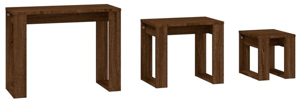 Nesting Tables 3 pcs Brown Oak Engineered Wood