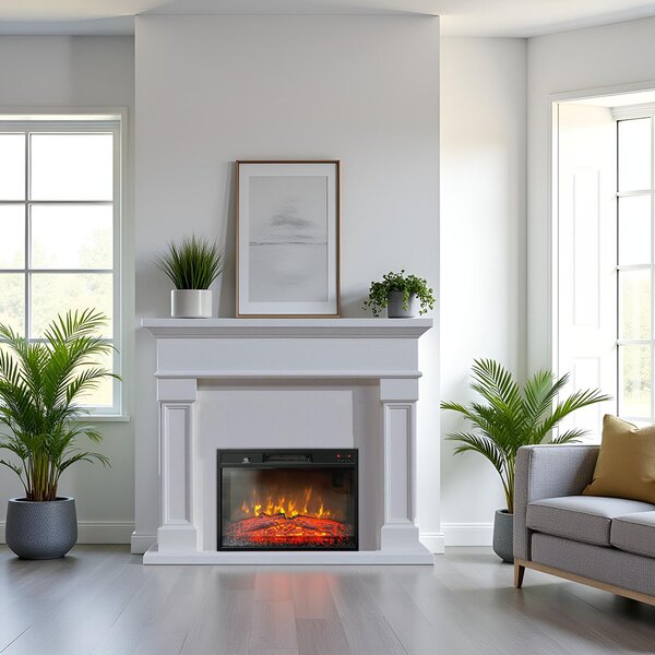 Free Standing Electric Fires ElectricSun Marisa White, with Sound Effect, 3 Colour, with APP, W120xH102cm