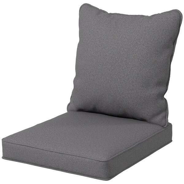 Outsunny Replacement Cushion Set, 1-Piece Back and Seat Pillow for Patio Chair, Indoor Outdoor Use, Charcoal Grey
