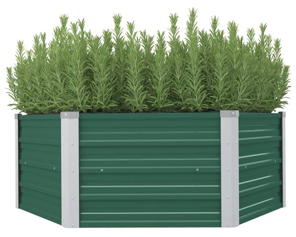 Raised Garden Bed 129x129x46 cm Galvanised Steel Green