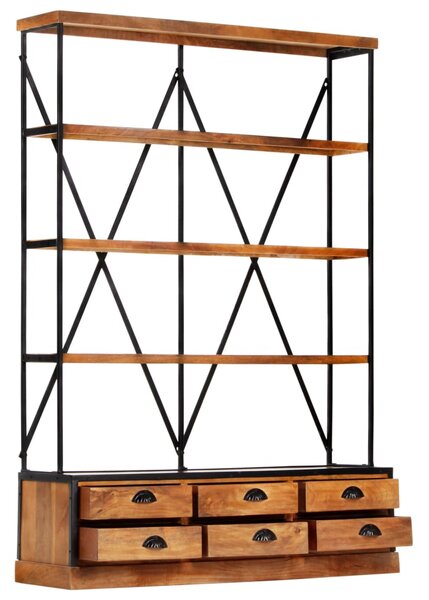 4-Tier Bookcase with 6 Drawers 122x36x181 cm Solid Mango Wood