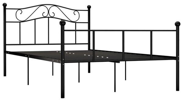 284527 Bed Frame without Mattress Black Metal 160x200 cm