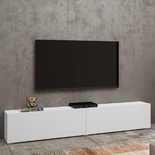 Azusa Wooden TV Stand With Pull-Down Door In Matt White