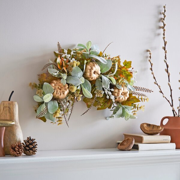 Artificial Gold Pumpkin Wall Garland Gold