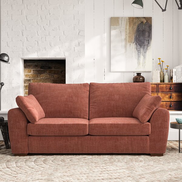 Madison 3 Seater Sofa Tonal Plush Chenille Terracotta