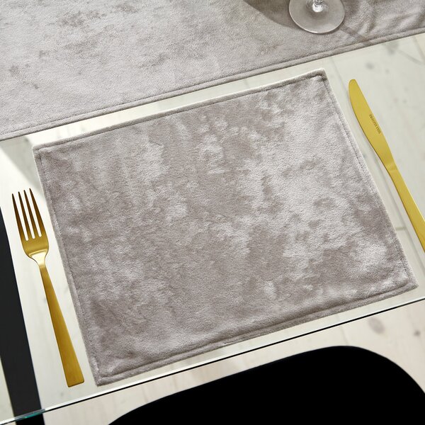 Set of 2 Crushed Velour Placemats Grey