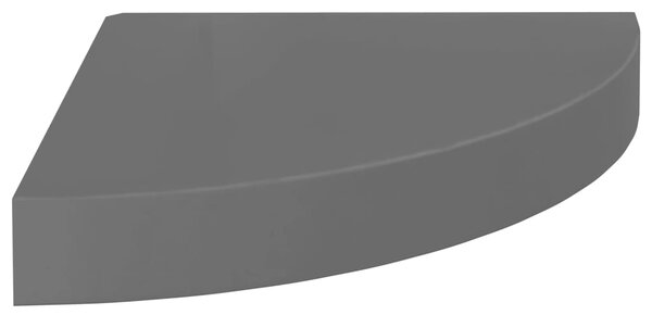 Floating Corner Shelf High Gloss Grey 25x25x3.8 cm MDF