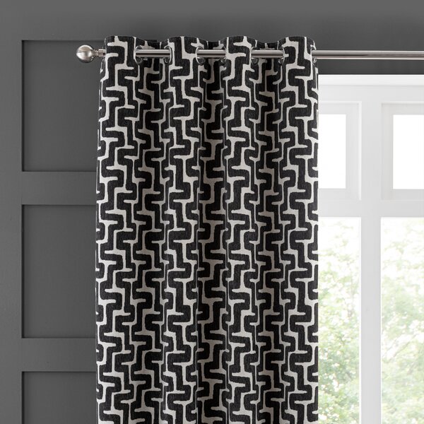 Sonora Charcoal Eyelet Curtains Black