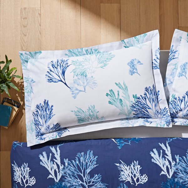 NHM Shoreline Blue Oxford Pillowcase Blue