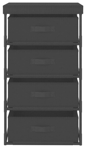 Storage Rack with 4 Fabric Baskets Steel Black