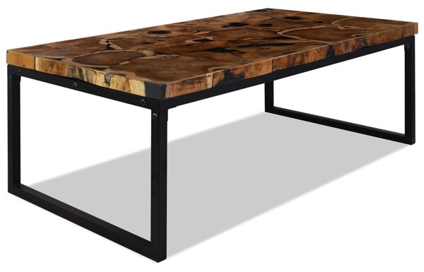 Coffee Table Teak Resin 110x60x40 cm Black and Brown