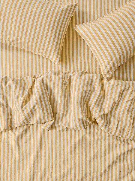 Honey Pembroke Stripe Linen Blend Duvet Cover | Single | Piglet in Bed