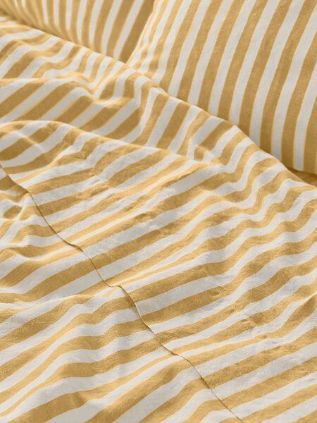 Honey Pembroke Stripe Linen Blend Flat Sheet | Single | Piglet in Bed
