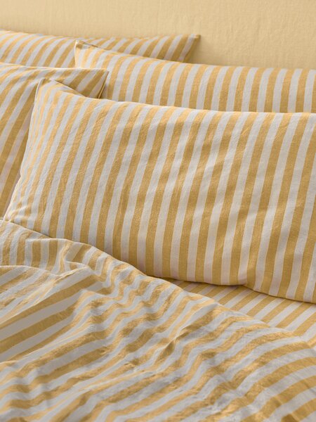 Honey Pembroke Stripe Linen Blend Pillowcases (Pair) | Standard | Piglet in Bed