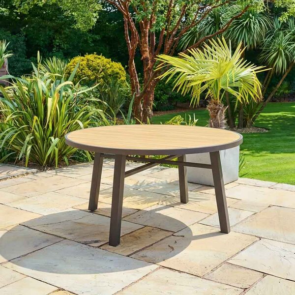 Porta Aluminium Garden Dining Table in Grey and Oak