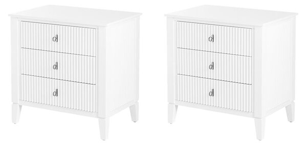 Set of 2 Heidi bedside tables - White -Brass/Silver