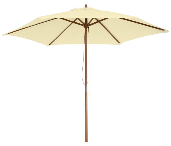 Outsunny 2.5m Wood Wooden Garden Parasol Sun Shade Patio Outdoor Umbrella Canopy New(Beige) Aosom UK