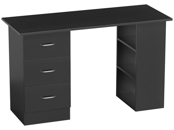 HOMCOM Computer Desk, Home Office Desk, Writing Table, PC Workstation with 3 Storage Shelves and 3 Drawers for Working, Study, 120 x 49 x 72 cm, Black