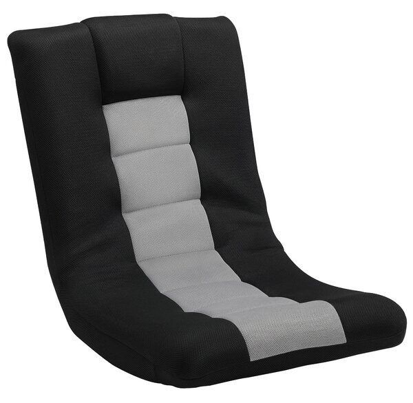 HOMCOM Floor Chair, Folding Floor Sofa with Adjustable Backrest, Wide Seat, Swivel Base, Black
