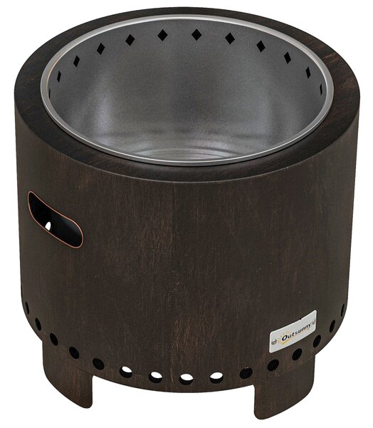 Outsunny Metal Wood-burning Smokeless Fire Pit, Black
