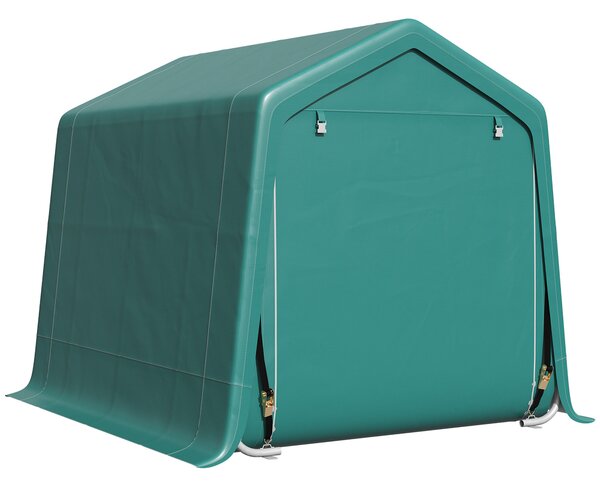Outsunny 8 x 6.5 ft Outdoor Garden Storage Shed, Waterproof Bike Tent with Double Roll-up Zipper Door for Garden Tools, Green