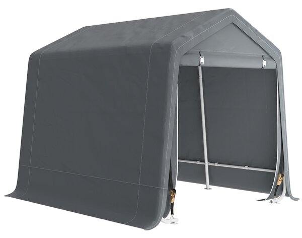 Outsunny 8 x 6.5 ft Outdoor Garden Storage Shed, Waterproof Bike Tent w/ Double Roll-up Zipper Door for Garden Tools, Dark Grey