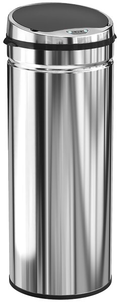 HOMCOM 50L Stainless Steel Sensor Bin - Silver Tone