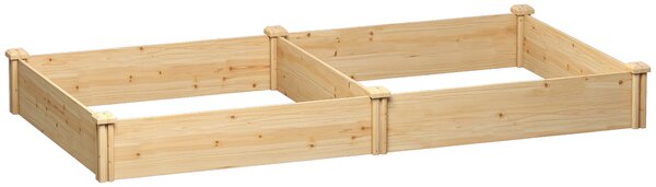 Outsunny Raised Garden Bed, Wooden Planter Box with Divider and Open Bottom for Flowers, Herbs, Vegetables, DIY Painting
