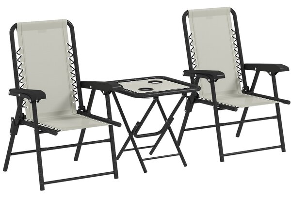 Outsunny Three-Piece Garden Table and Chair Set - Cream White