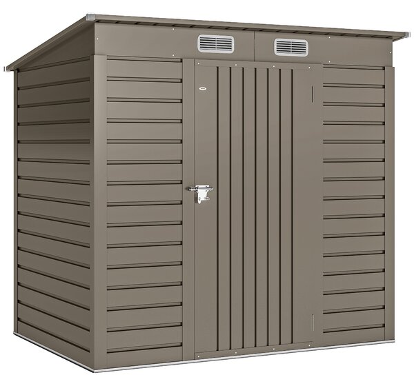 Outsunny 4 x 6ft Galvanised Metal Garden Shed, with Locking Door - Grey