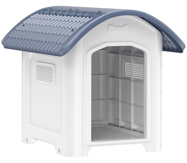 PawHut Outdoor Dog Kennel, Plastic Dog House with Removable Floor, Waterproof Roof, Raised Floor, 71 x 60 x 63 cm