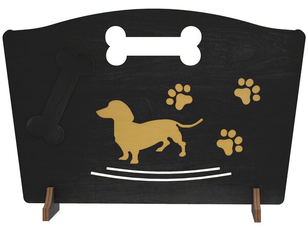 PawHut Wooden Dog Stopper, Dog Barrier with Support Feet, for Stair, Patio, Very Easy Setup, Black, 75 x 51 cm