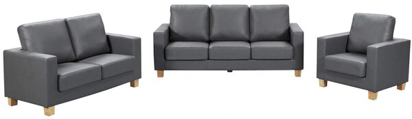 Caridad PU Leather Sofa Suite In Grey