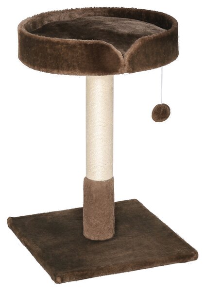 PawHut Compact Cat Tree, Sisal Scratching Post, Soft Bed, Play Toy, for Kittens, Brown, 45x45x70 cm Aosom UK