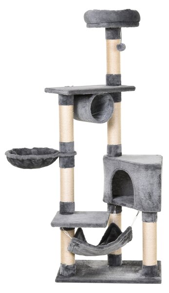 PawHut Cat Tree Condo Tower, Multi-level Activity Stand for Kittens, 150CM Height with Toys & Scratching Posts Aosom UK