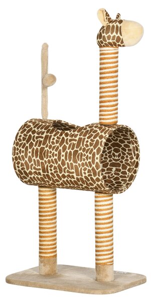 PawHut Giraffe Cat Tree, Indoor Play Tower with Scratching Posts, Tunnel, Ball Toy, 48.5 x 34.5 x 101 cm Aosom UK